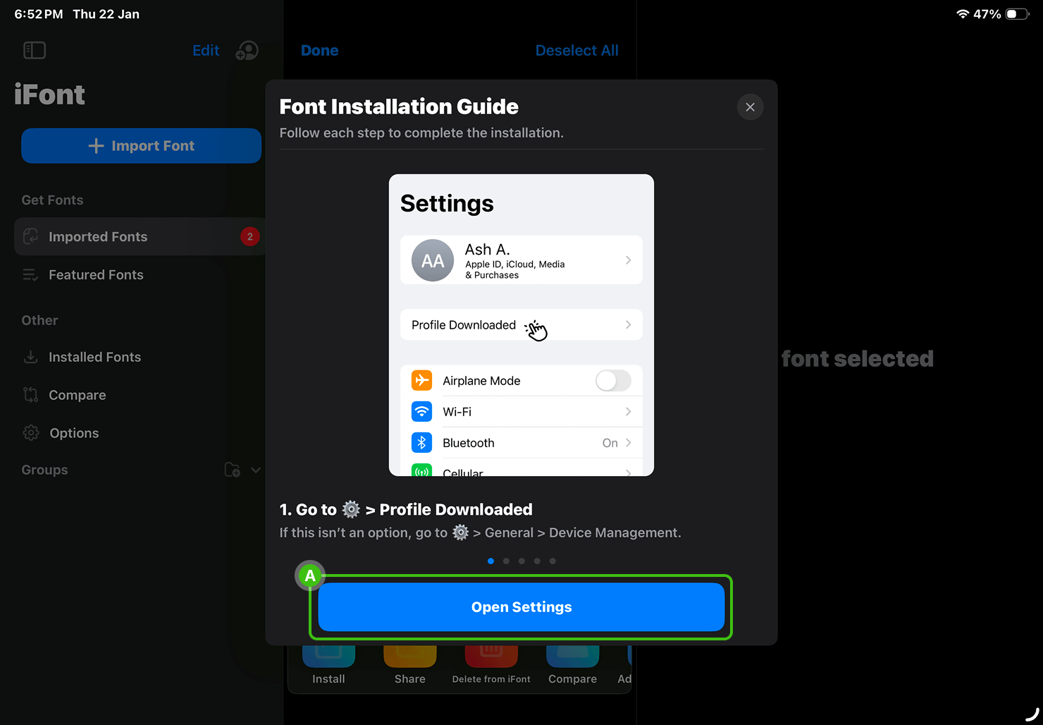 Open system settings.