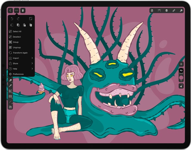 Symbiosis illustration by Alexandra Boyovich in Amadine app on iPad