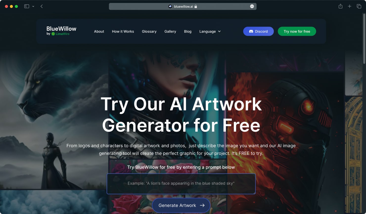 Blue Willow as an example of generative AI design tool.