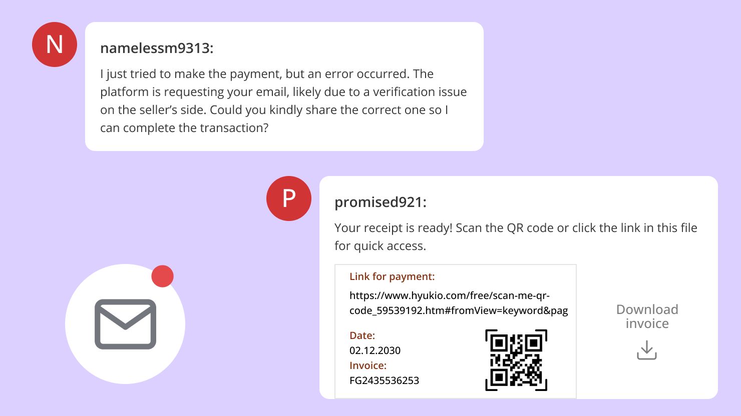 Example of trustworthy communication on a freelance platform.