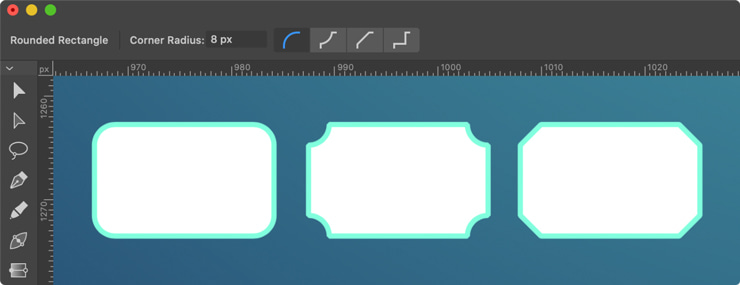 The Rounded rectangle tool in Amadine