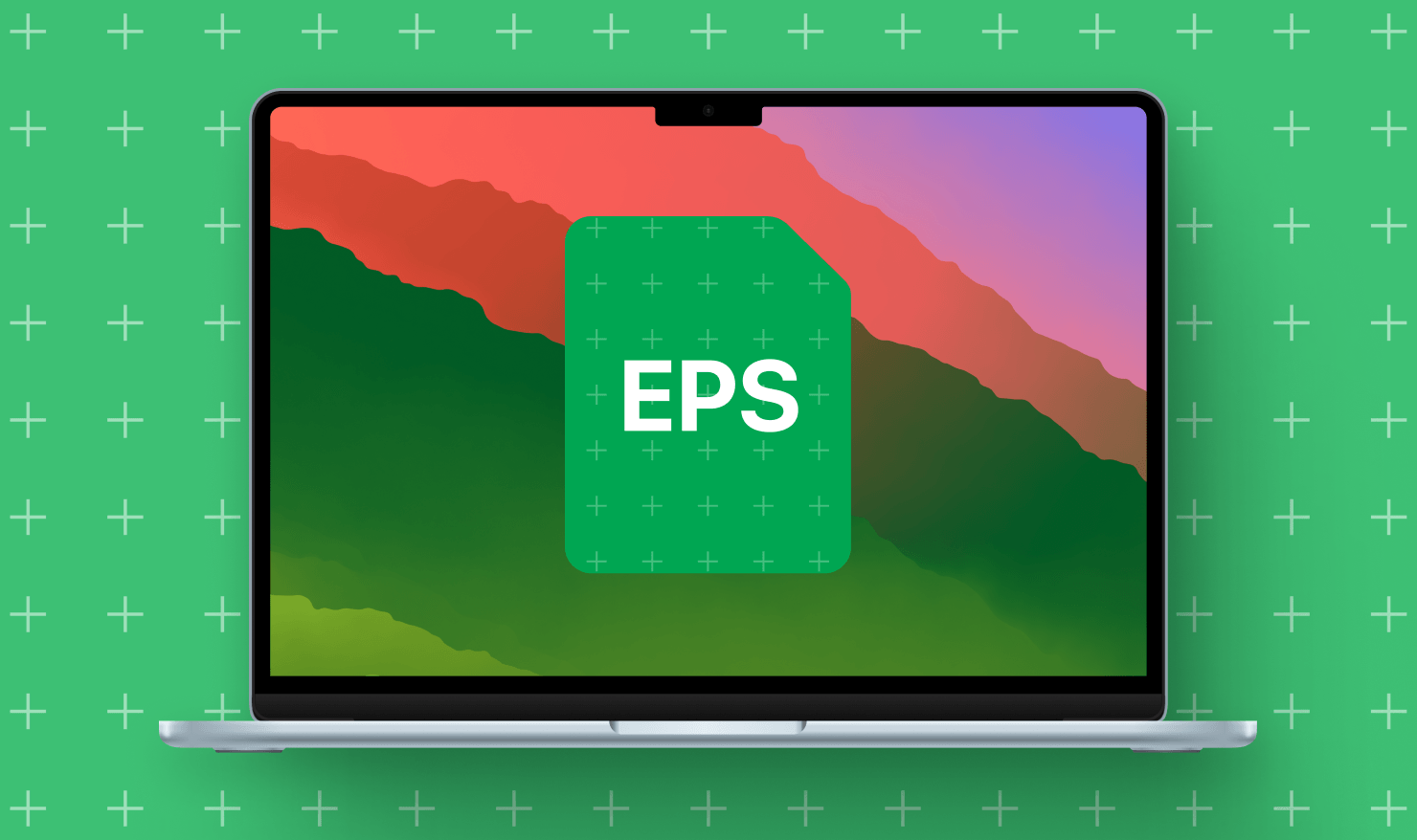 MacBook with an EPS file icon on the screen.