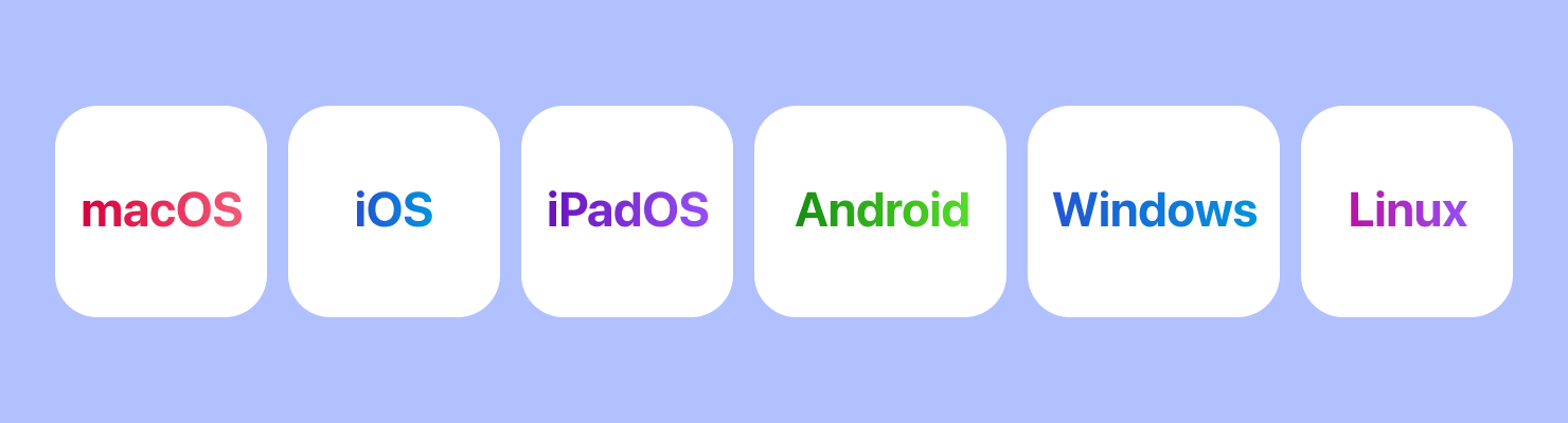 PDF compatibility across macOS, iOS, iPadOS, Android, Windows and Linux platforms.