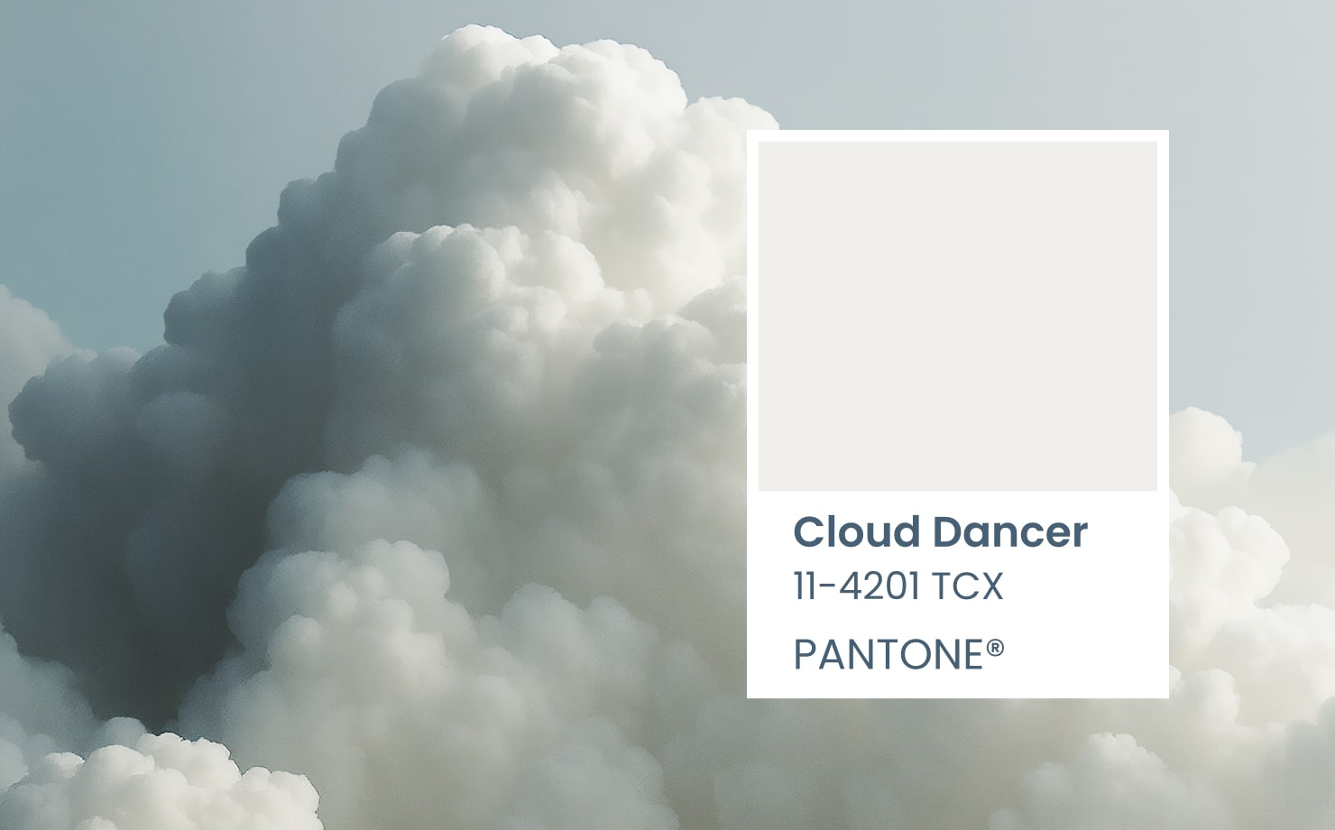 Pantone’s color of the year 2026 Cloud Dancer 11-4201.