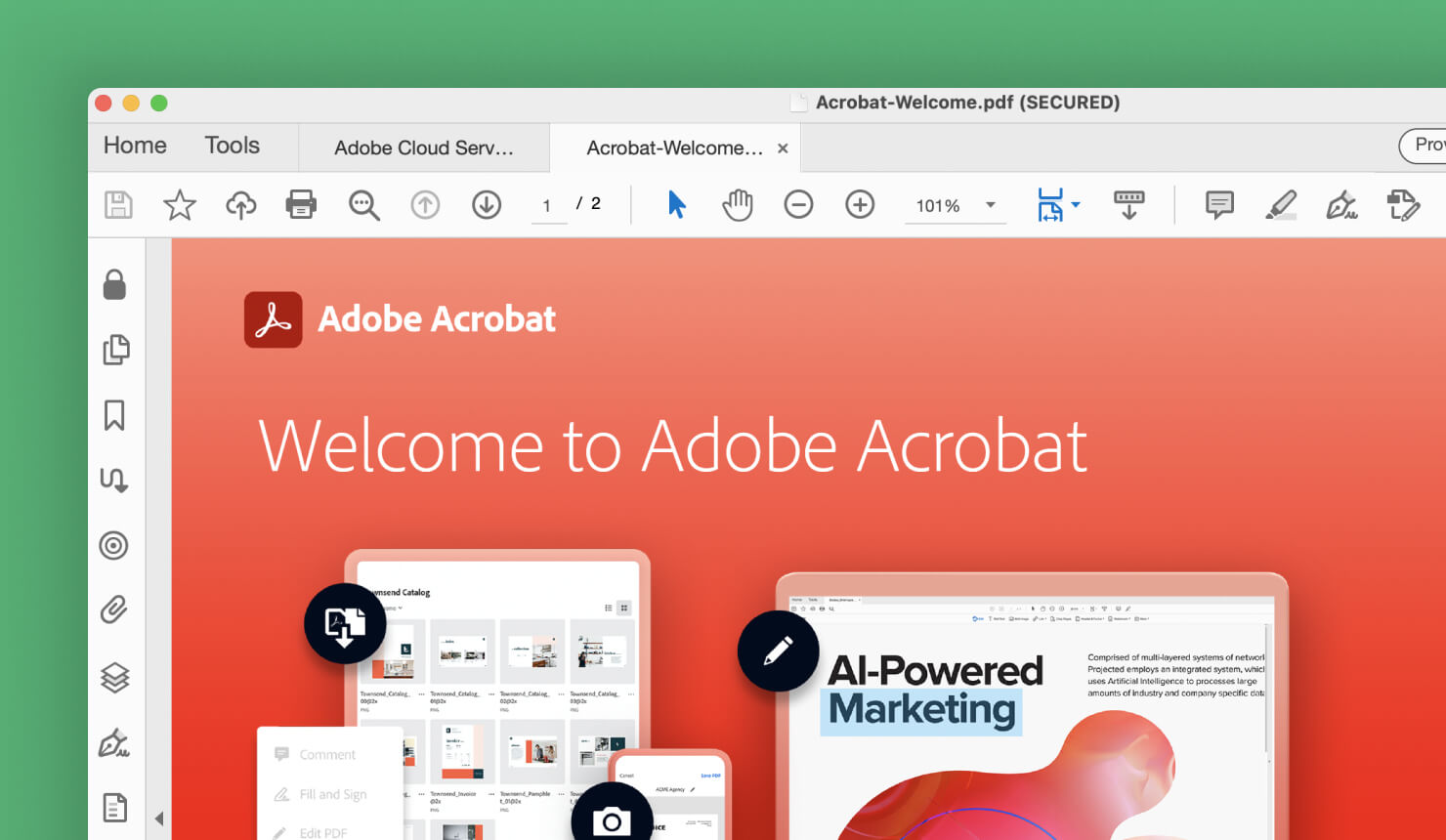 Adobe Acrobat UI and document layout.