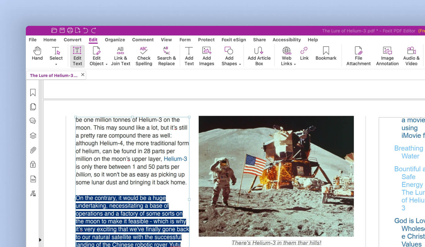 Foxit PDF UI and document layout.