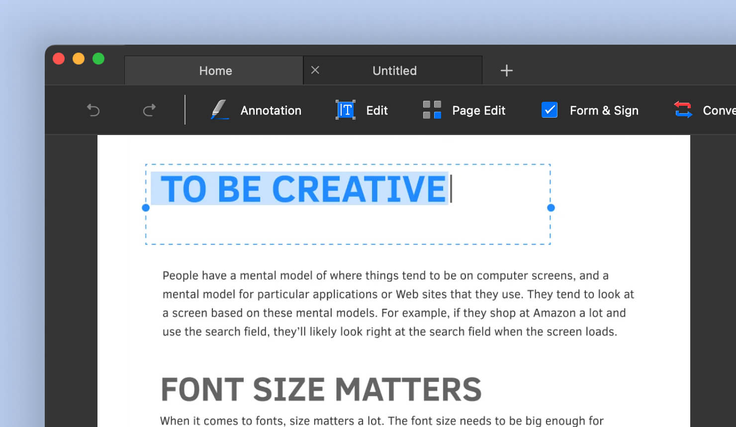 KDAN PDF Reader UI and document layout.