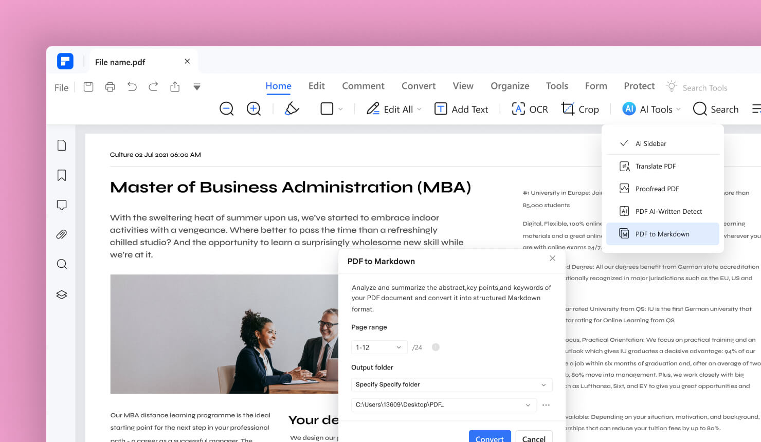 PDFelement UI and document layout.