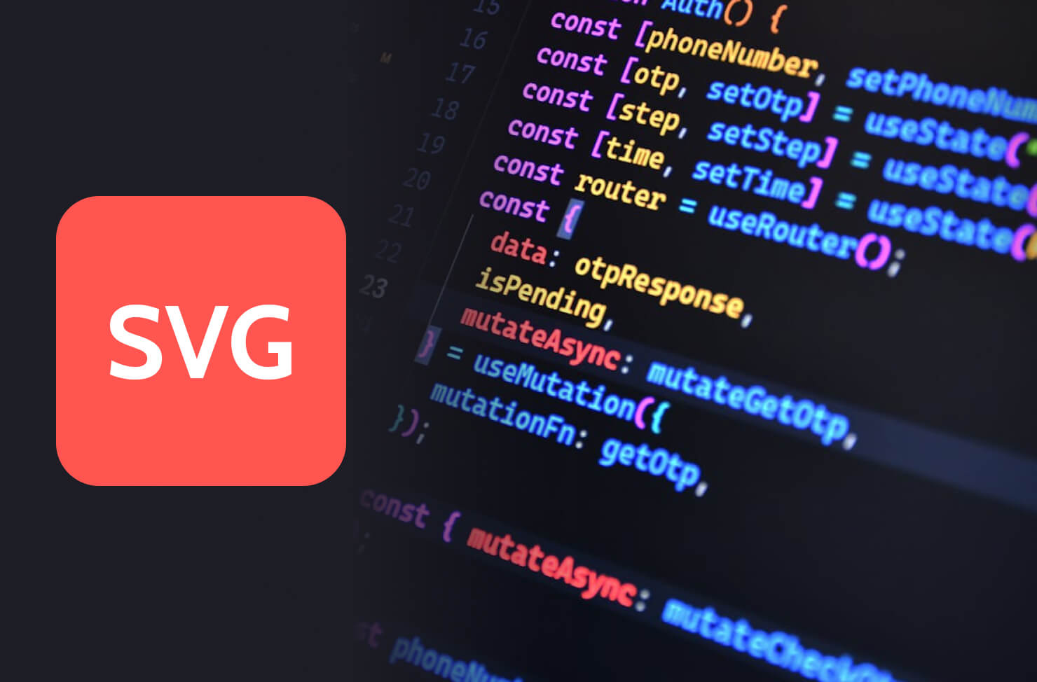 Illustration with code and SVG file format name.