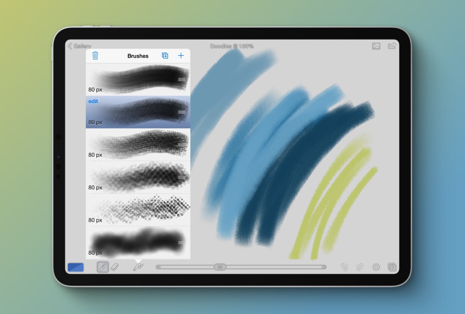 Brushes Redux UI and brushstrokes raster illustration.