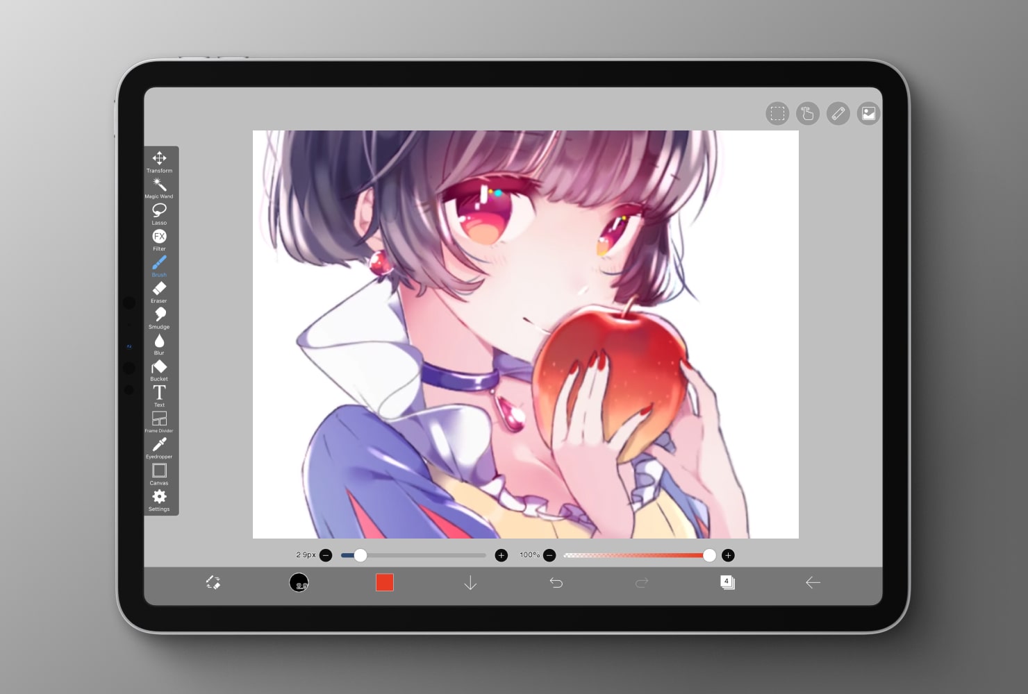 Ibis Paint UI and manga illustration example.