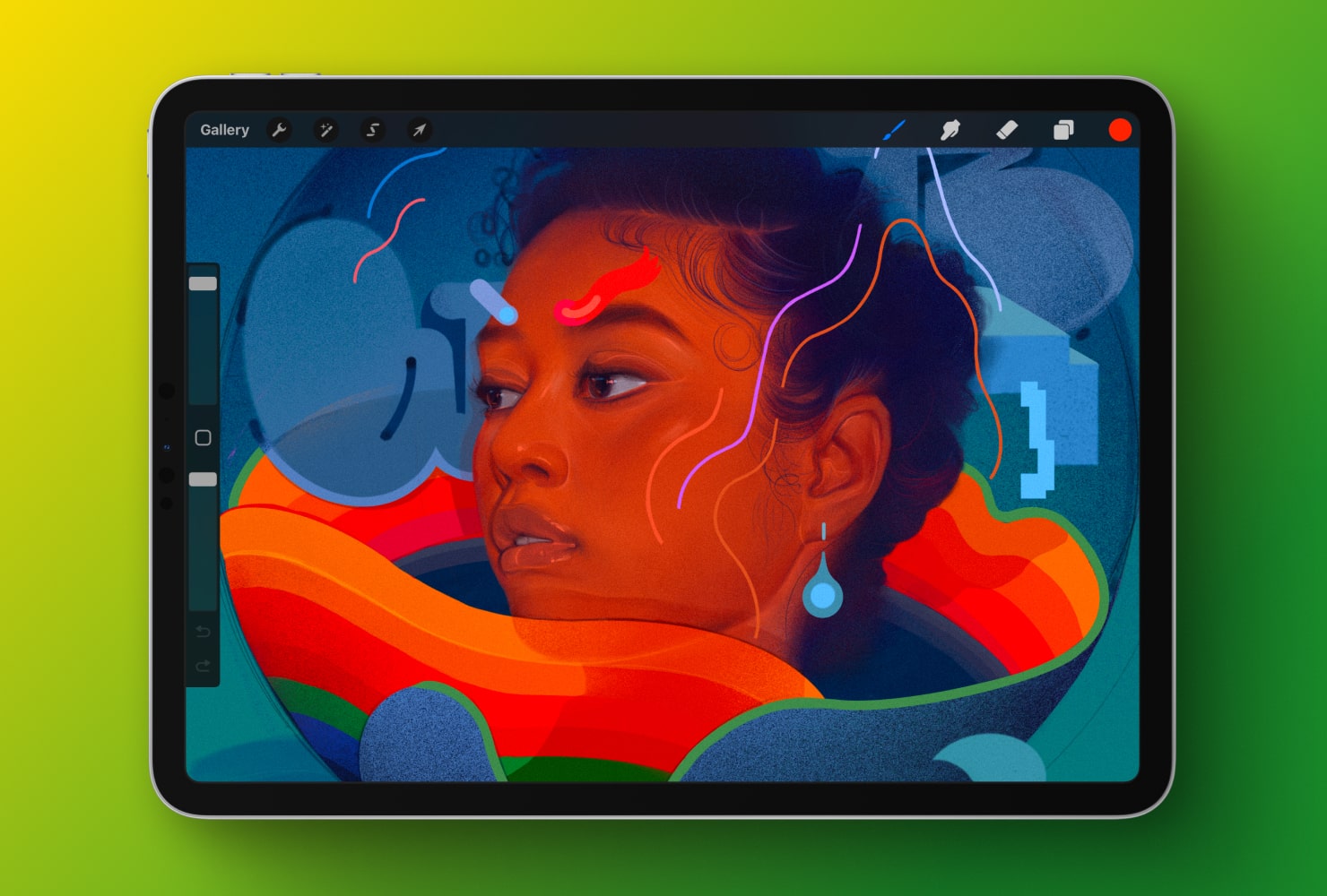 Procreate UI and raster illustration example.