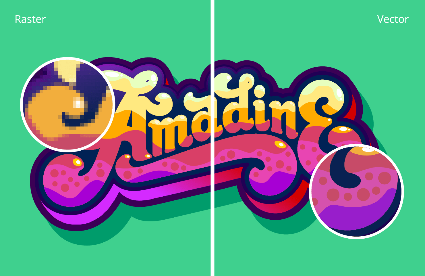 A raster file vs. a vector file: the difference in quality.