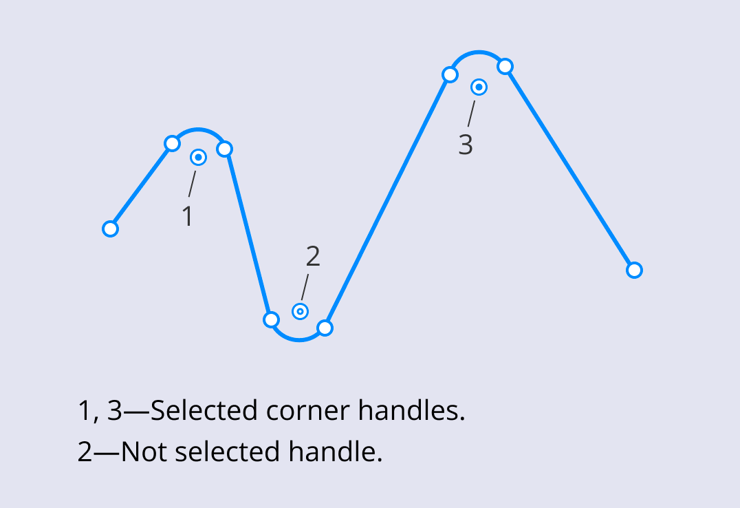 How selected and deselected corner handles look like in the Amadine app.