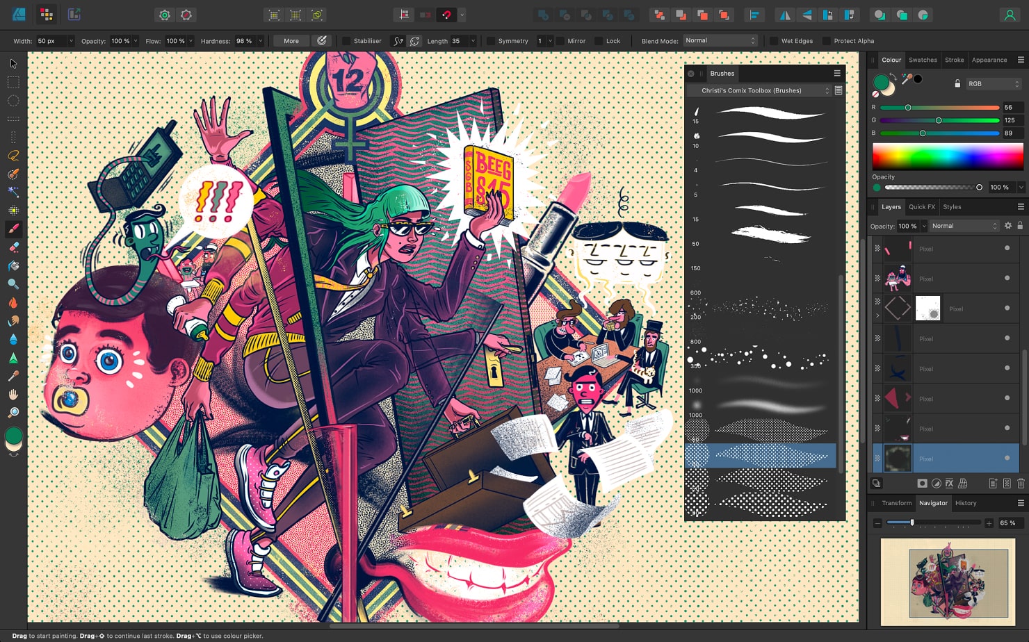 Affinity Designer interface with the illustration.