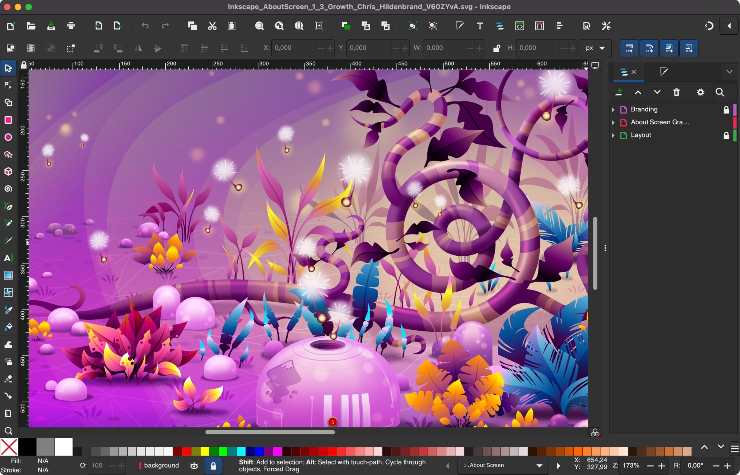 Inkscape interface with the illustration.