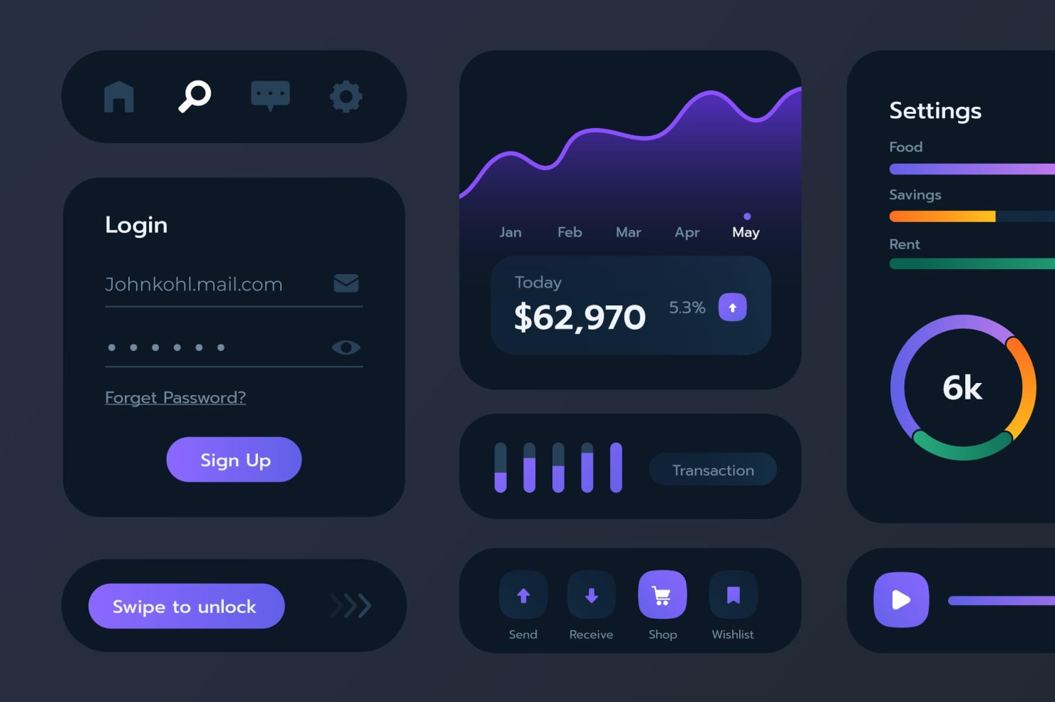 Contemporary UI design.