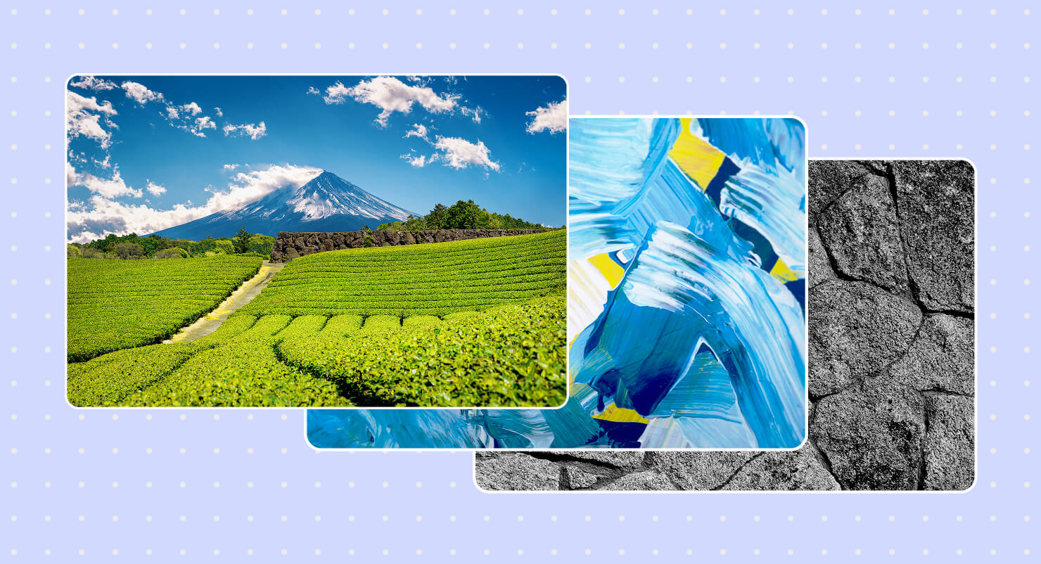 Examples of photographs that inevitably use raster graphics.