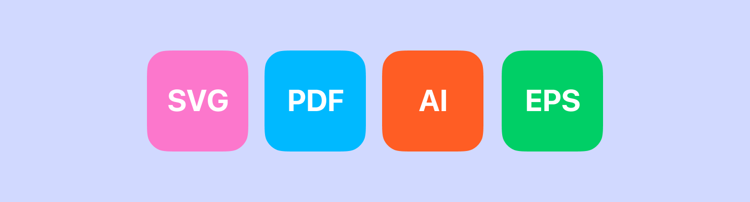 Most widespread vector graphics formats: SVG, PDG, AI, EPS.