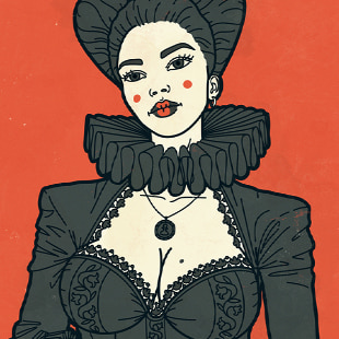 Chess Queen drawn in Amadine