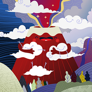 Hugging volcano by Olha Voronova.