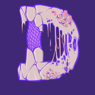 Letter D drawn in Amadine