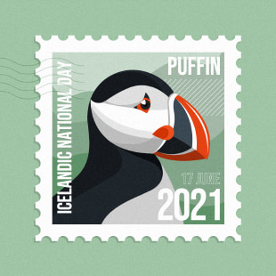 Puffin Stamp drawn in Amadine