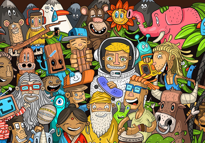 Branding illustration for Oddjob Coffee by Konrad Kirpluk.
