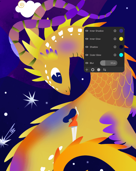 UI of different effects in the Amadine app.