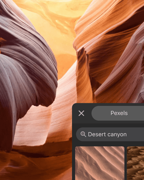 Built-in Image stocks in the Amadine app.