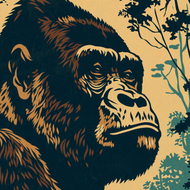 Gorilla illustration by Eugene Buzuk.