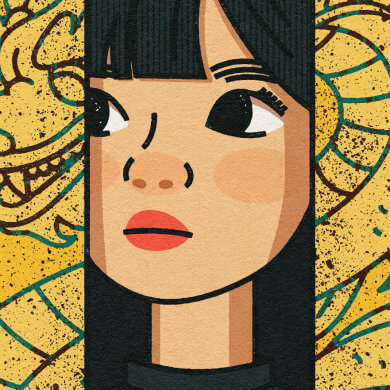 A girl with the dragon illustration by Max Lazor.