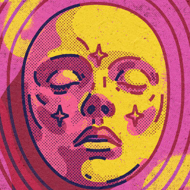 Pink mask illustration by Max Lazor.