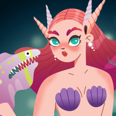 Little Mermaid illustration by Olha Voronova.