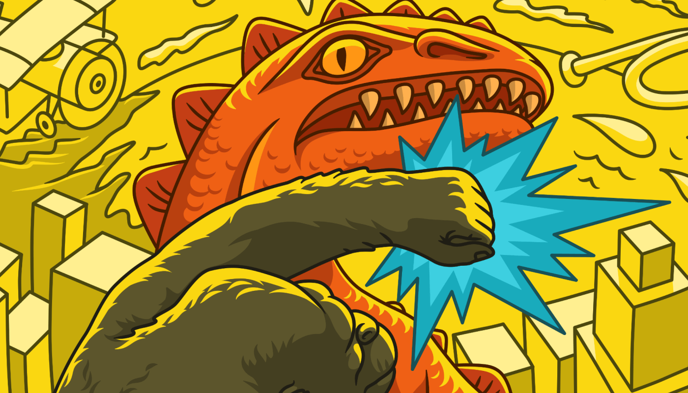Godzilla vs. Kong illustration.