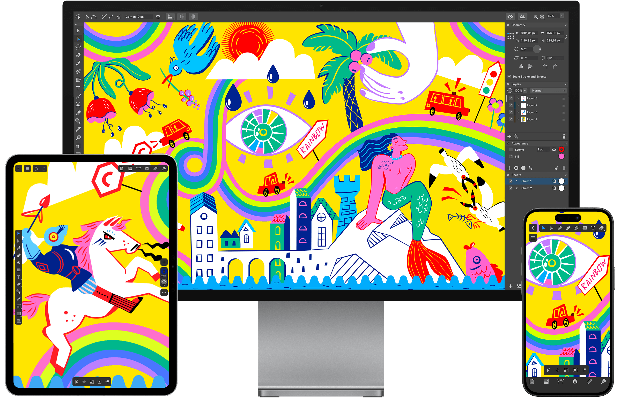Amadine works smoothly in the Apple environment on iPad, iMac and iPhone.