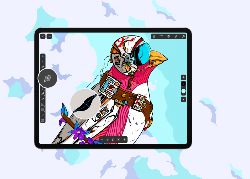 Vector artwork with iPad interface