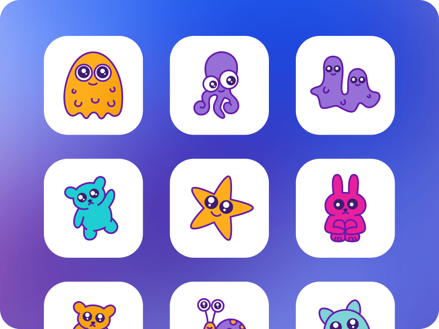 Stickers created in the Amadine app.