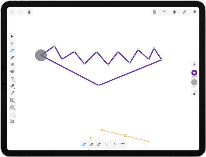 The process of closing the path in Amadine on iPad