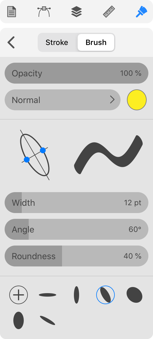 Panel with brush properties