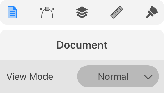 Selecting the view mode in the Grid & Document panel