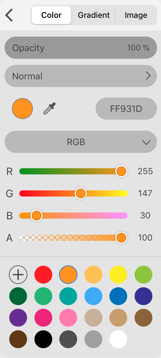 The Color section of the Color panel