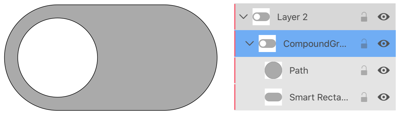 Compound Group created after applying Subtract to shapes