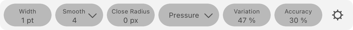 Control panel of the Pencil tool with customized profile