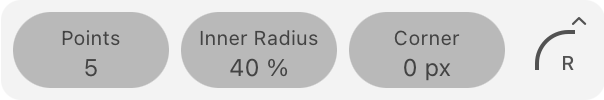 Properties of the Star object in the Control panel.