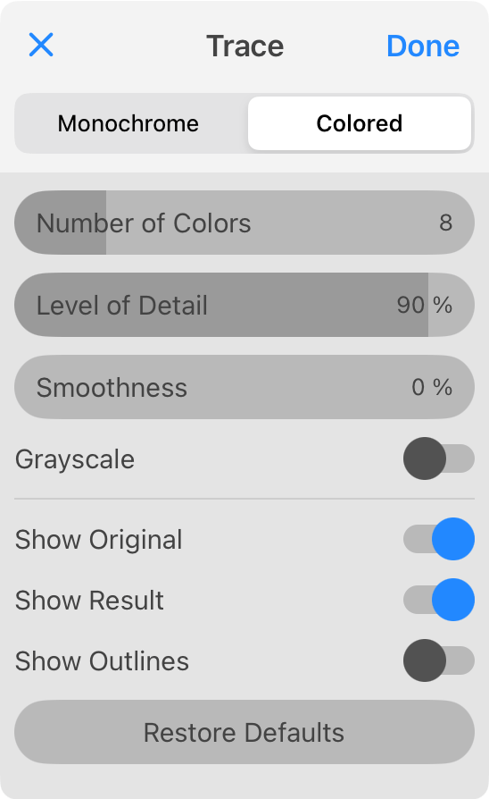 Colored tracer UI