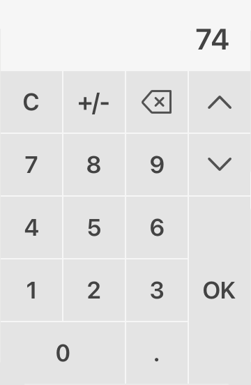 The numeric keyboard widely used to edit values of numeric parameters.