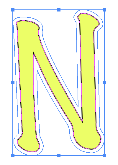 The Offset Path applied to letter N.