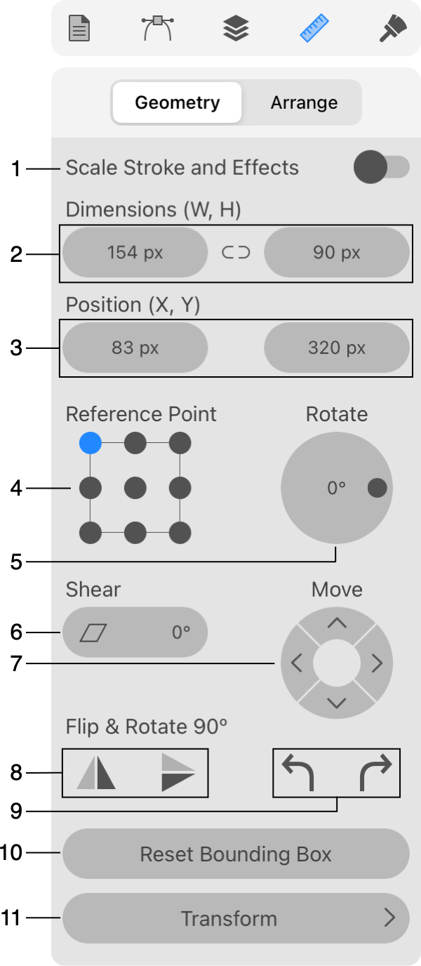 Geometry panel