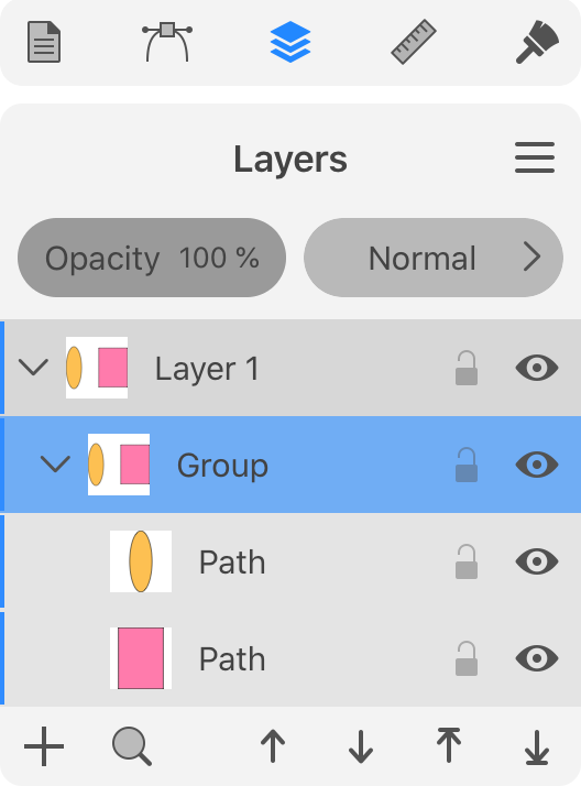 Select object inside a group using the Layers panel
